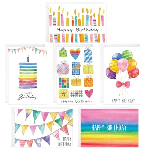 Thboxes Birthday Cards Bulk, 24-Pack 4x6 Happy Birthday Card Assortment - style: Watercolor Birthday Cards