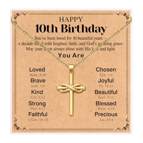 Happy 6-16th Birthday Gifts for Girls,Cross Necklace Decorations - style: Happy 10th Birthday