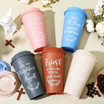 Skylety 20 Pack Christian Gifts Bulk 16oz Bible Verse Tumbler with Lids - color: Morandi Color