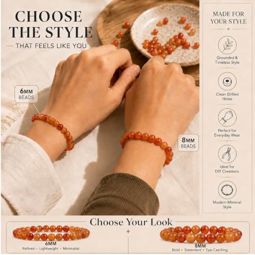 Cherry Tree Collection 100PCS 6mm Carnelian Round Bead Craft Kit - color: carnelian, size: 6mm