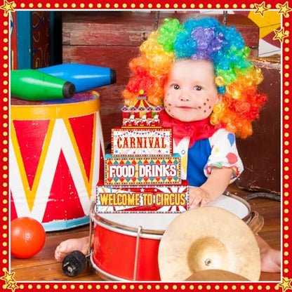 Britimes Tiered Tray Decor Set, 4 Pack, Wooden Table Sign, Carnival - style: Circus Carnival