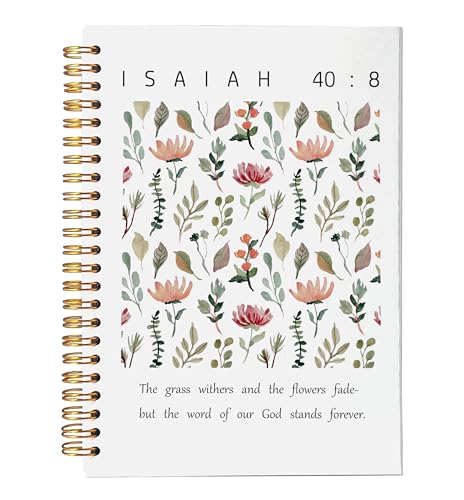 VNWEK Floral Christian Spiral Notebook Journal 5.5 x 8.3 Inch, Christian Gifts for Women, Isaiah 40:8 Bible Verse Journal, Religious Prayer Lined Hardcover Spiral Notebook - color: 29-XZ-bible-notebook