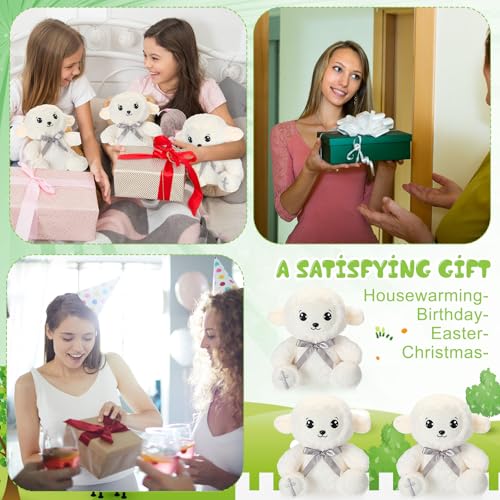 HyDren 6 Pcs Large Christian Sheep Stuffed Animals for Gifts 9.84 Inch Cute Prayer Sheep Plush with Embroidered Cross Religious Lambs Gifts for Kids Adults Easter Basket Stuff Pray Birthday Christmas