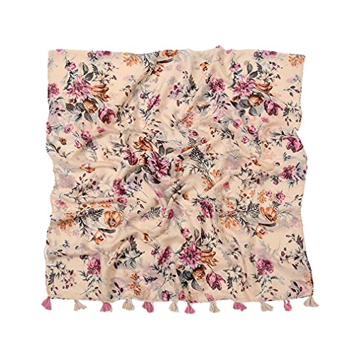 Yeieeo Boho Scarf for Women Lightweight Floral Printed Scarf Fall Winter Fashion Fringed Shawl - color: Floral 1