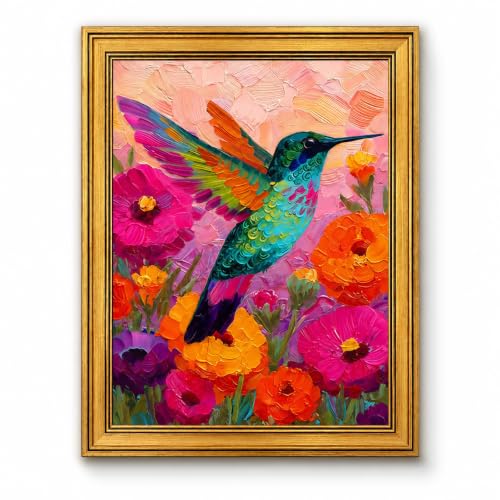 Hummingbird Canvas Wall Art Framed Floral Artwork Home Decor 16x12 Inch - color: Hummingbird Canvas 34, size: 16"L x 12"W
