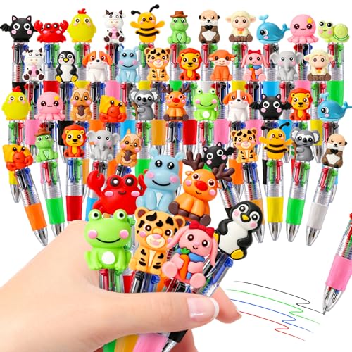 48 Pcs Animal Pens Multicolor Pen in One 4-in-1 Cute Pens Bulk for Kids,Ballpoint Pen with Fun Animals Shapes for Birthday Party, Classroom Prize,School Supplies - color: Animal