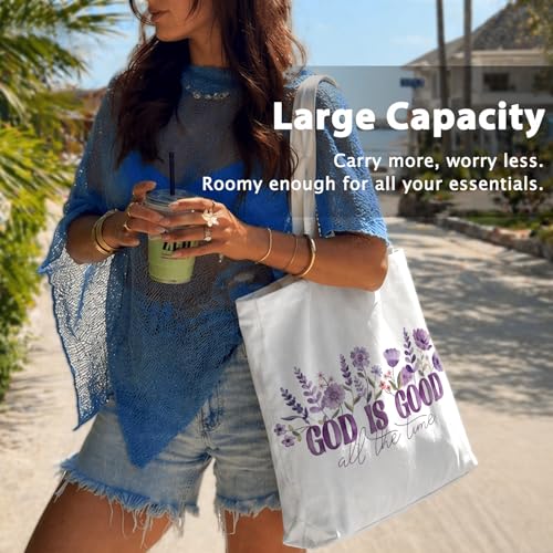 Bible Tote BagsGifts for Women, Cute Christian Church Canvas Tote Bag Christian Reusable Shopping Bags - color: Bible-01