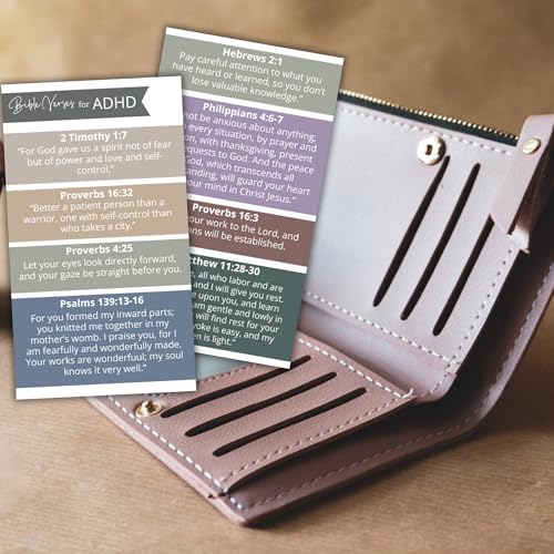 ADHD Bible Verses Wallet Cards 30pk 2x3.5” Handouts Pocket Guide for Dealing with ADD Biblically What Does Scripture Say About Attention Bible Verses