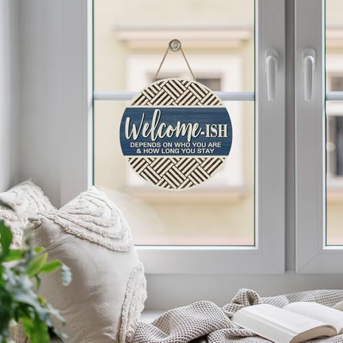 Farmhouse Welcome-ish Blue Front Door Sign, Inspirational - color: Welcome-ish