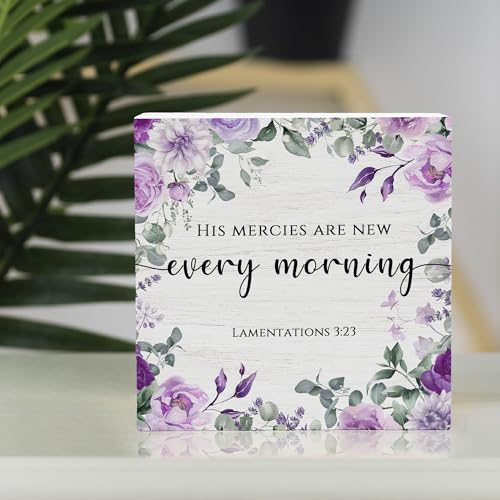 Lamentations 3:23 Bible Verse Sign, Christian Birthday Gifts for Women - color: White02