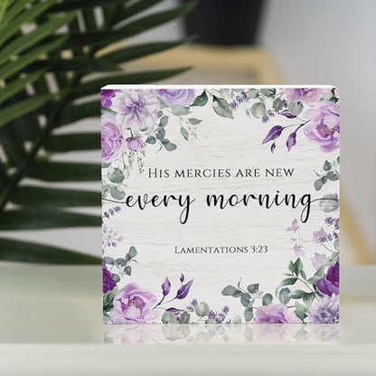 Lamentations 3:23 Bible Verse Sign, Christian Birthday Gifts for Women - color: White02