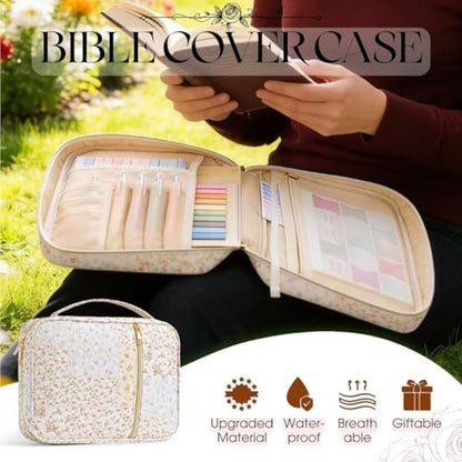 Large Quilted Bible Cover Case: Back to School Gifts for Women Girls