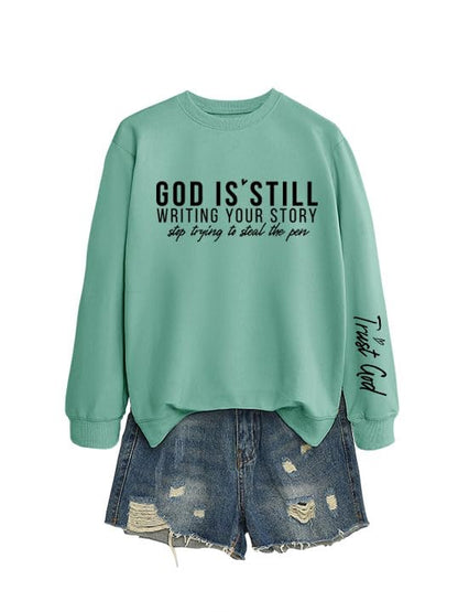 Christian Sweatshirts for Women Religious Faith Christian Shirt - color: Light Green, size: Medium