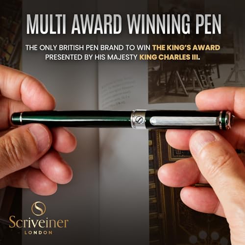 Scriveiner British Racing Green Rollerball - Stunning Luxury Pen With Chrome Finish, Schmidt Ink Refill, Best Roller Ball Pen Gift Set for Men & Women, Professional, Executive Office, Nice Pens - color: 12. British Racing Green with Chrome