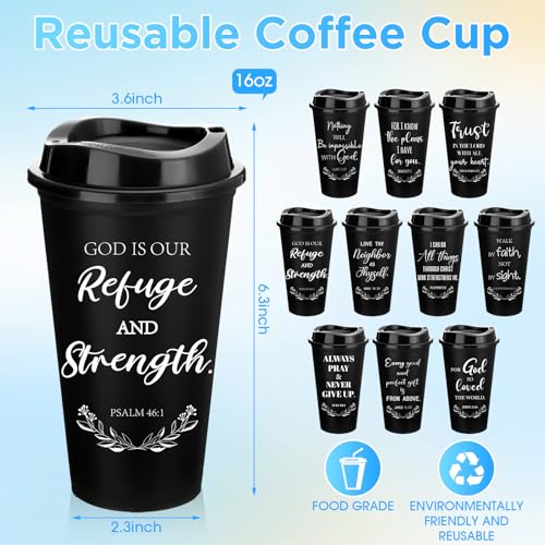 Skylety 20 Pack Christian Gifts Bulk 16oz Bible Verse Tumbler with Lids - color: Black