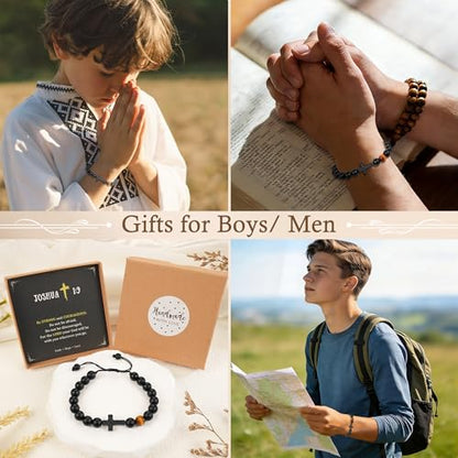 Trinckle Cross Bracelet for Men, Soccer Baseball Gifts for Teen Boy - color: Black