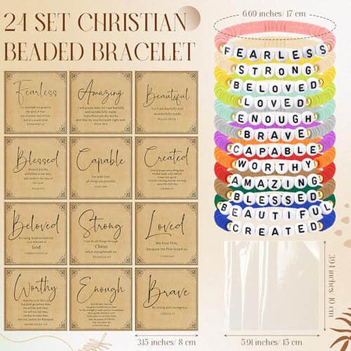 Kenning 24 Set Christian Bracelet for Men Women - color: Bright Color