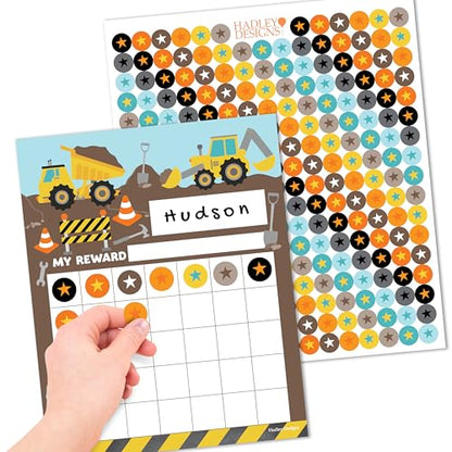 Sticker Chart for Kids Behavior at Home and Back to School Reward Charts - color: Construction