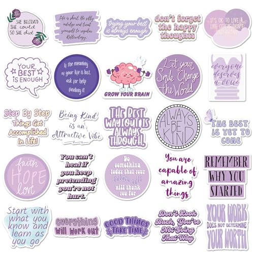 50PCS Purple Motivational Stickers, Inspirational Positive Affirmation Vinyl Decals, Waterproof Aesthetic Quote Stickers for Water Bottle, Laptop, Scrapbook, Skateboard, Luggage, Journal, Teens Girls, - color: Purple Motivational Stickers-3