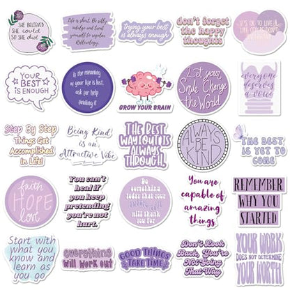 50PCS Purple Motivational Stickers, Inspirational Positive Affirmation Vinyl Decals, Waterproof Aesthetic Quote Stickers for Water Bottle, Laptop, Scrapbook, Skateboard, Luggage, Journal, Teens Girls, - color: Purple Motivational Stickers-3
