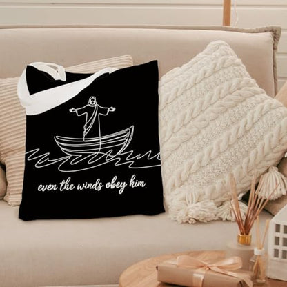 kunlisa Christian Tote Bag for Women, Christian Gifts for Women Faith Canvas Tote Bag - color: Even the Winds Obey Him