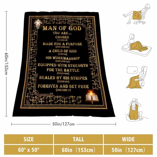 Christian Gifts Blanket 60"x50" Man of God Gift for Men - color: Christian