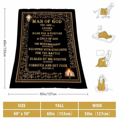 Christian Gifts Blanket 60"x50" Man of God Gift for Men - color: Christian