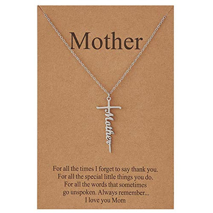 Lcherry Faith Cross Pendant Necklace for Women Religious Christian Jewelry Birthday Christmas Gifts for Women - style: 5-Mother