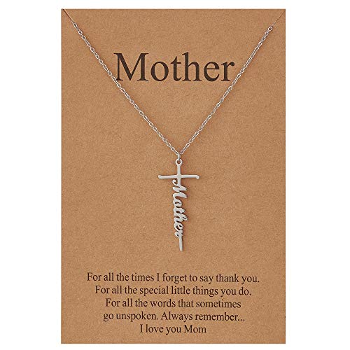 Lcherry Faith Cross Pendant Necklace for Women Religious Christian Jewelry Birthday Christmas Gifts for Women - style: 5-Mother