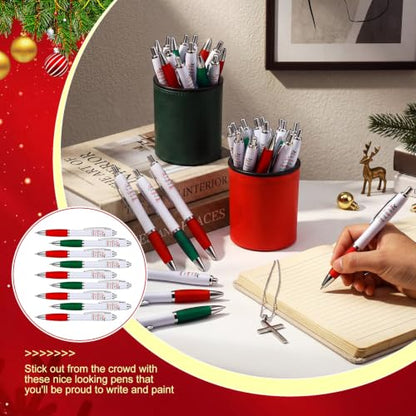 50 Pcs Jesus is the Reason Pen Christmas Christian Pens Gift Bulk Bible Verse Retractable Ballpoint Black Ink Party Favor with Rubber Grip for Xmas Sunday School Baptism Stationery Supplies