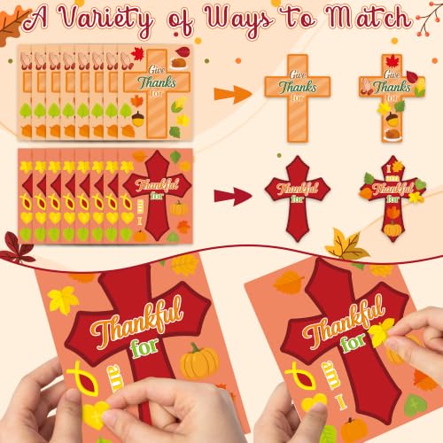 CY2SIDE Fall Thankful Cross Stickers - 40PCS Religious Face Sticker Game - style: Fall Thanksgiving Cross