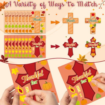 CY2SIDE Fall Thankful Cross Stickers - 40PCS Religious Face Sticker Game - style: Fall Thanksgiving Cross