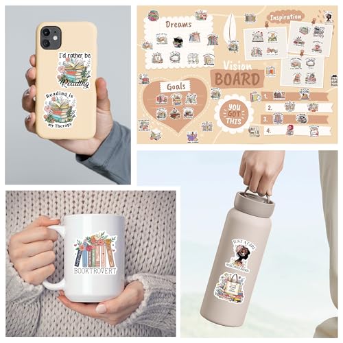 100 Pcs Book Lover Stickers, Cute Reading Bookish Aesthetic Stickers - color: Book Lover Reading