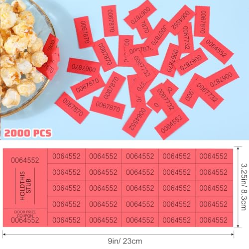 Kosiz 2000 Sheets Raffle Ticket 25 Bid Chinese Auction Tickets, Red - color: Red