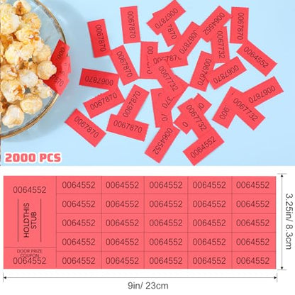 Kosiz 2000 Sheets Raffle Ticket 25 Bid Chinese Auction Tickets, Red - color: Red