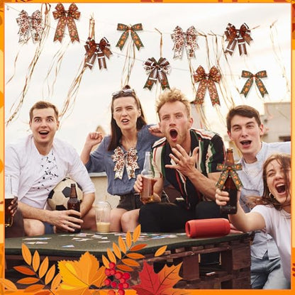 12 Rolls Fall Football Wired Edge Ribbon for Wreaths 2 Inch x 60 Yards Maple Leaves Pumpkin Football Print Ribbon Crafts for Thanksgiving Harvest Party Decorative Supplies, 12 Styles - style: Fall Football
