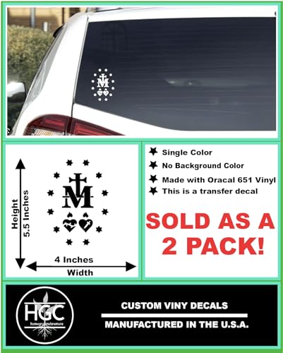 2 Pack - Miraculous Medal of Virgin Mary - Catholic Church | Car Decal Vinyl Sticker Graphics | Parent (Black, 4" Width by 5.5" Height) - color: Black, size: 4" Width by 5.5" Height