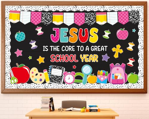 Back To School Religious Classroom Bulletin Board Christian Composition Theme Classroom Decor Jesus is The Core to a Great School Year Bulletin Board for Sunday Schools Teacher Nursery Door Wall Decor