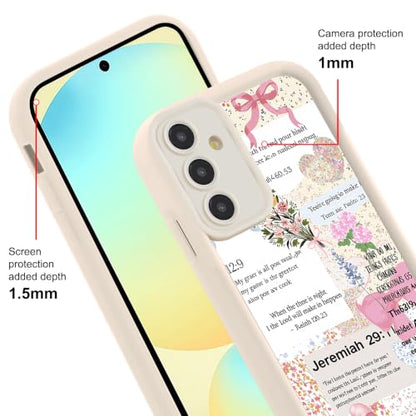 Christian Case for Samsung Galaxy S25, Aesthetic Bible Verse Bow Flower Pattern Design Collage Phone Cover, TPU Shockproof Protective Shell for Samsung S25 6,2" - color: Bow