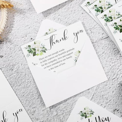 Marspark 25 Pack Funeral Thank You Cards Sympathy Envelopes, Lily - style: Lily