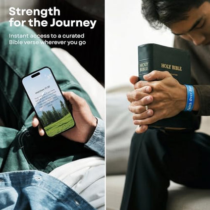 Lusinus Bible Verse Bracelets, Tap for Scripture, NFC Daily Wristband - color: BLACK ( HE IS RISEN)