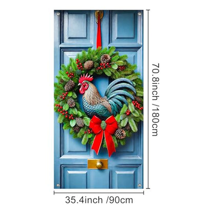 BlissYard Easter Door Cover 35x71 Inch Religious Cross Wreath White Lilies Greenery Spring Home Decor Christian Holiday Seasonal Welcome Entryway Decoration