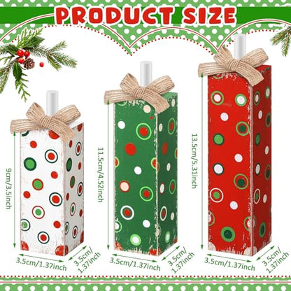 Cinnvoice 3 Pcs Christmas Table Decorations for Home, Polka Dot - style: Red Green Style