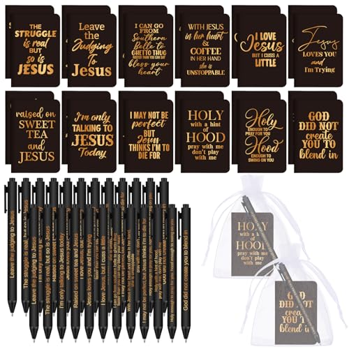 Fuyoooo 72 Pcs Funny Christian Gift, Notebooks and Pen Set - style: Funny Christain