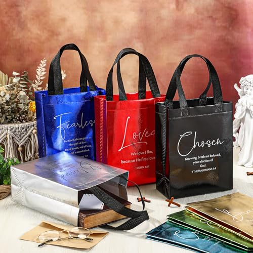 Aliceset 40 Pcs Christian Gift Bags with Bible Verse, Black, Mixcolor - color: Mixcolor
