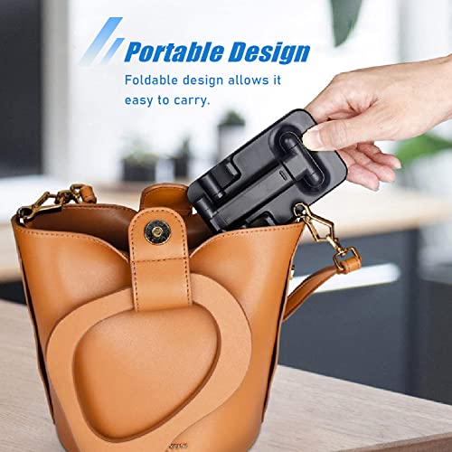Phone Stand for Desk, Cell Phone Holder Cute Smart Cellphone Stand Foldable Stands Compatible with Under 8" Devices, Office Accessories, Deep Black - color: F-Deep Black