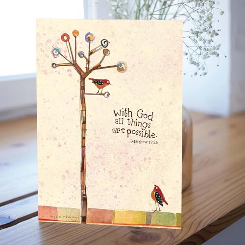 Tree Birds Encouragement Card, 5 x 7 Inches, 1 Count - color: With God - Tree And Birds