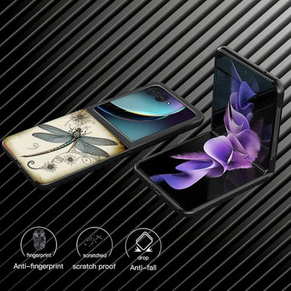for Samsung Galaxy z flip 7 Case Dragonfly Drawing Design,Slim Fit Lightweight Hybrid Hard PC PU Leather Folding Phone Cover for Z Flip 7 6.9" - color: Dragonfly Drawing