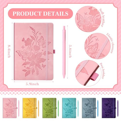 Yaomiao 12 Pcs International Womens Day Gifts for Women Bulk A5 Leather Journals and Pens with Springtime Flowers and Bible Verse Small Inspirational Prayer Gifts for Church Office School Supplies