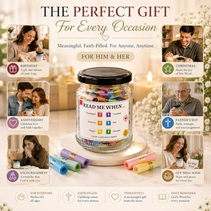 Bible Verse Jar, Christian Gifts for Women, Inspirational Scriptures for Women, Daughters, Bible Accessories, Father Day Gifts, Decorative Glass Inspirational Scripture Jar, Bible Jar
